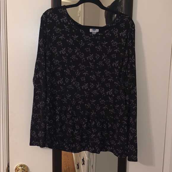 XXL black long sleeve peplum shirt - Picture 1 of 3